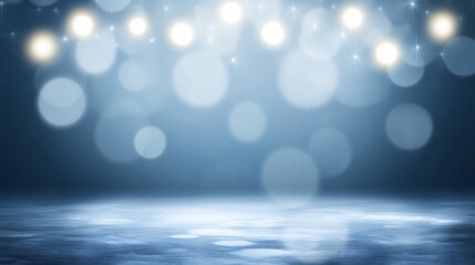 Blurred lights create dreamy atmosphere on reflective surface