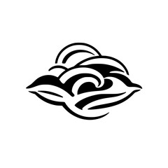 Abstract Ocean Wave Art: Black and White Graphic Design, Nature Inspired Symbol