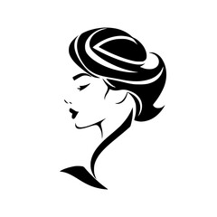 Elegant Woman Portrait: A Stylish Black and White Minimalist Vector Illustration. Perfect for fashion, beauty, and design projects.