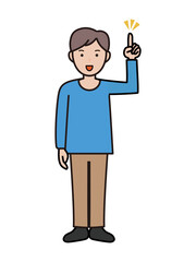 ポイントを説明する若い男性の全身イラスト