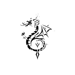 Tribal Dragon Tattoo Design: A Majestic Mythical Creature in Black Ink