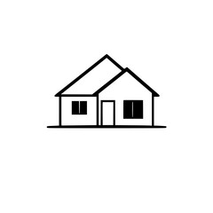 Simple House Line Art: Minimalist Home Design Illustration. Perfect for real estate, architecture, and home decor projects. Clean lines and geometric shapes create a modern aesthetic.