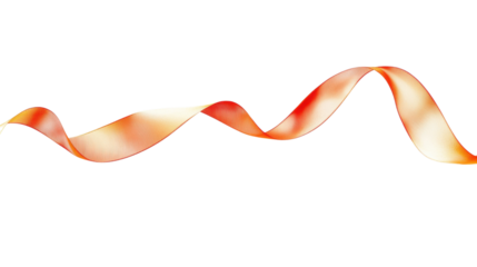 Red ribbon on white background with a curved shape, symbolizing love, celebration, and special occasions like Christmas, Valentine's Day, and birthdays
