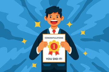 Employee Holding Achievement Certificate