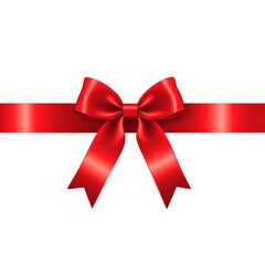 Fototapeta premium Realistic shiny satin ribbon bow with a transparent background for gift wrapping and decoration