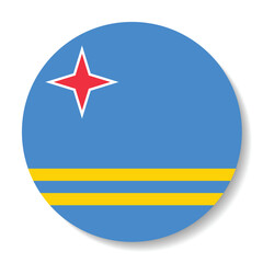 Aruba flag. Button flag icon. Standard color. Circle icon flag. Computer illustration. Digital illustration. Vector illustration.