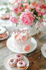 donuts and cake in the white plate