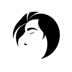 Elegant Woman Face: Minimalist Black and White Portrait, Vector Graphic Design, Beauty Icon, Fashion Illustration, Abstract Art