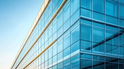 Obraz premium The clean, modern exterior of a building with glass panels and steel framing, showcasing contemporary design.