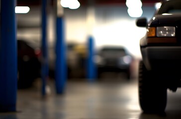 Blurred Image Of A Vehicle In A Garage