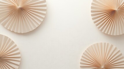 Beige paper fans, neutral background, copy space