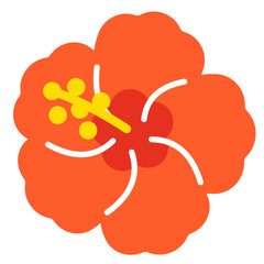 ハイビスカスのアイコン。夏の花。シンプルなイラスト素材。