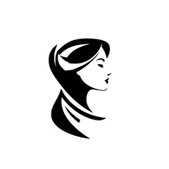Elegant Woman Profile: A Black and White Minimalist Vector Portrait.  Stylish and Graceful Female Face Illustration, Perfect for Fashion, Beauty, and Design Projects.