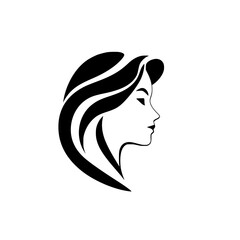 Elegant Woman Profile: Black and White Minimalist Hair and Face Design.  A stylish and sophisticated vector graphic illustration, perfect for beauty, fashion, or profile art.