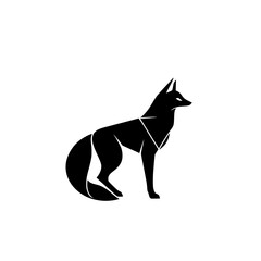 Majestic Fox Silhouette: Elegant Black and White Animal Vector Graphic