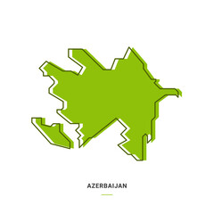 Azerbaijan Outline Map with Green Colour. Modern Simple Line Cartoon Design - EPS 10 Vector