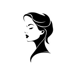 Elegant Woman Profile: Black and White Minimalist Vector Art.  A stylish and sophisticated graphic design, perfect for fashion, beauty, and profile pictures.