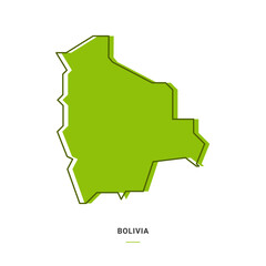 Bolivia Outline Map with Green Colour. Modern Simple Line Cartoon Design - EPS 10 Vector