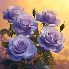 bouquet of roses on a blue background