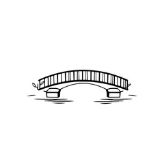 Serene Arch Bridge: A Minimalist Line Drawing of a Classic Bridge over Water. Simple, Elegant Design, Perfect for Architecture, Graphic Design, and Peaceful Illustrations.