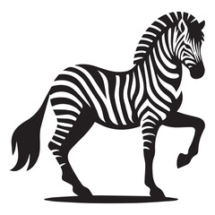 Obraz premium Zebra silhouette black and white vector icon