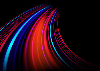 Modern abstract high-speed light motion effect on black background.
