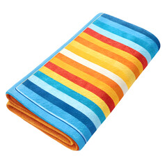Colorful striped beach towel on transparent background