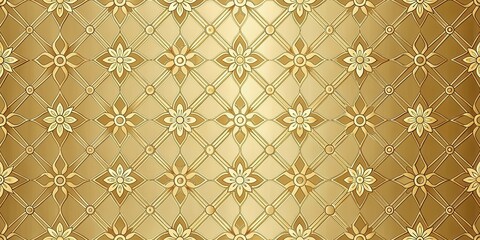 Fototapeta premium Golden Floral Latticework Background Texture Elegant Repeating Pattern for Design Projects
