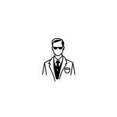 Stylish Man in Sunglasses and Suit: Minimalist Line Art Portrait.  A clean, modern design, perfect for branding or profile pictures.