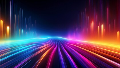 Fototapeta premium Colorful Neon Light Trails in a Dark Background
