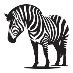 Fototapeta premium Zebra silhouette black and white vector icon