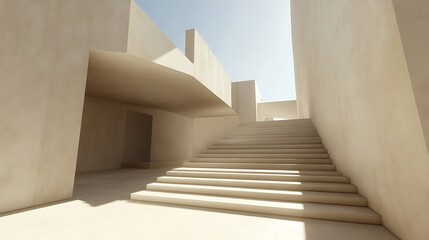 Beige stairs, desert architecture, sunlight