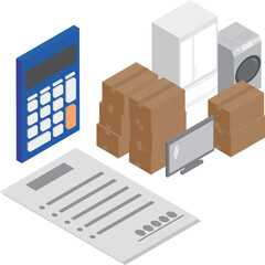 アイソメトリックな引越しの見積もりのイメージ素材