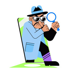 Spying character illustration in flat style 

