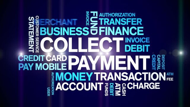 Collect Payment animated word cloud;text design animation tag kinetic typography seamless loop.