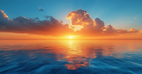 Fototapeta premium Stunning Ocean Sunset with Dramatic Clouds