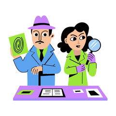 Detective duo illustration in flat style 
