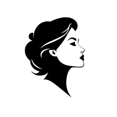 Elegant Woman Profile: A Stylish Black and White Portrait Illustration.  Perfect for fashion, beauty, and design projects.