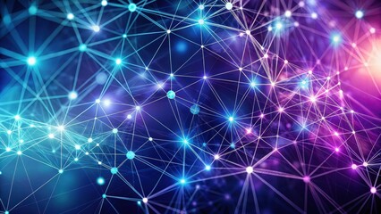 Fototapeta premium Abstract Network Plexus Illuminated Nodes and Connections Representing Global Communication and Data Transfer