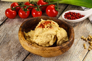 Natural chickpea hummus with paprika