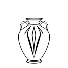 Ancient Greek Vase: Classic Pottery Art, Elegant Line Drawing, Black and White Illustration, Cultural Symbol, Historical Design