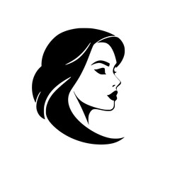 Elegant Woman Profile: A Black and White Fashion Illustration.  This minimal graphic design features a stylish female silhouette, perfect for beauty or fashion branding.