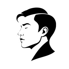 Profile of a Man: A Stylish Monochrome Portrait.  Elegant and Simple Graphic Design.  Modern Art Illustration.