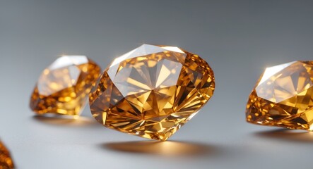 Sparkling Amber Diamonds Luxury Gemstones Close Up Macro Shot