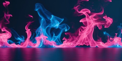 Vibrant pink and blue flames on dark background