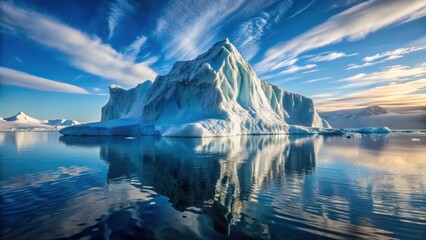 Fototapeta premium Majestic Iceberg Reflection in a Calm Polar Sea at Sunrise
