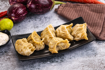 Steamed Nepali Momo stuffed dumplings