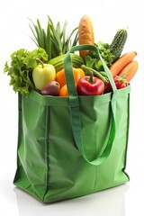 Green Reusable Shopping Bag Filled with Vegetables – Zero Waste Concept
