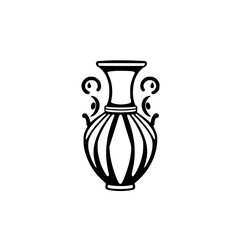 Ancient Classic Vase: Elegant Black and White Pottery Design, Cultural Heritage Symbol, Home Decor Illustration