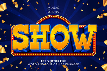 Show luxury gold 3d editable vector text effect. Retro theater text style
